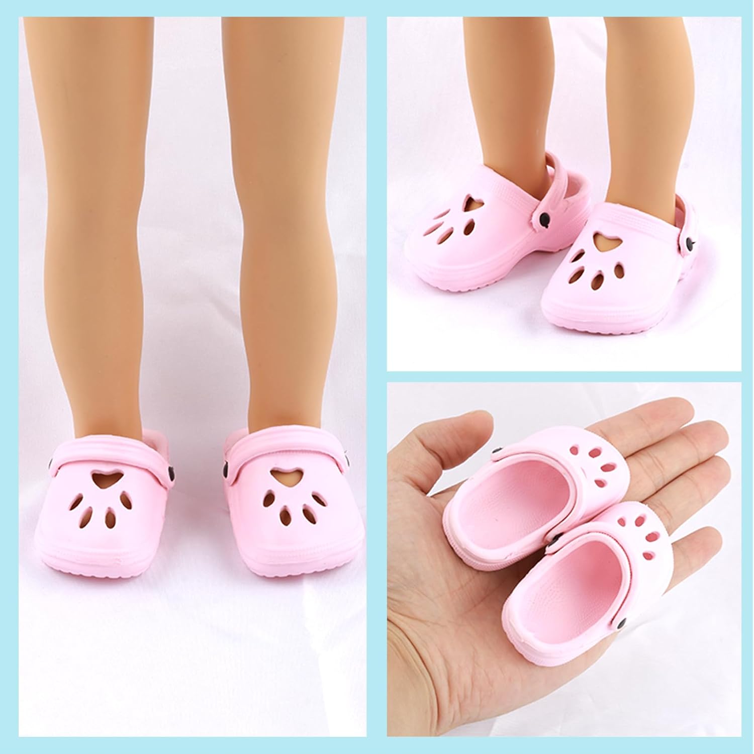 18 inch Doll Shoes - 5 Pairs of Different Types (Boots/Roller Skates/Sandals/Clogs) + 2 Pairs of Pink/White Socks 18 in Doll Accessories 18‘’Pink American Doll Accessories - Image 6