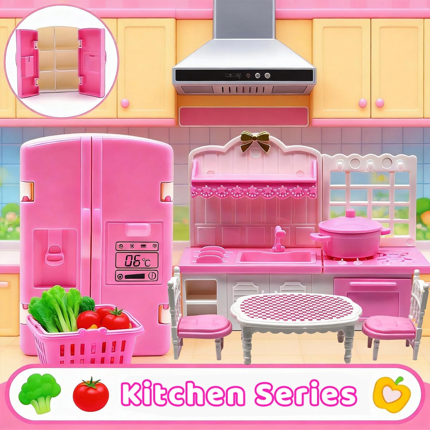 52 Pcs Dollhouse Furniture, Doll House Accessories and Furniture, Kitchen, Bedroom, Living Room, Bathroom Accessories, Miniature Dollhouse Accessories - Image 4