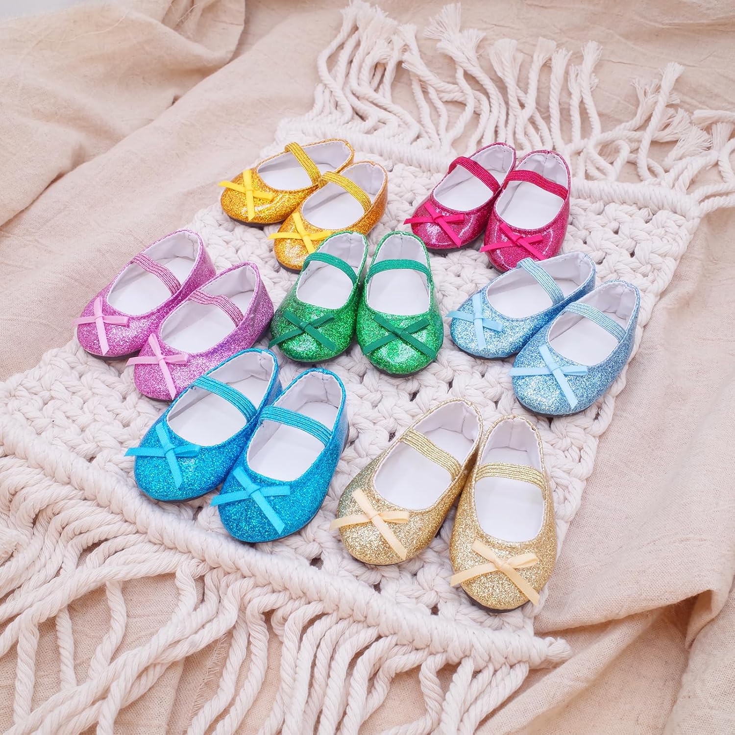Etistta 7 Pairs of Glitter Doll Shoes Fits for 18 inch Doll Shoes American Dolls Sparkle Accessories - Image 2