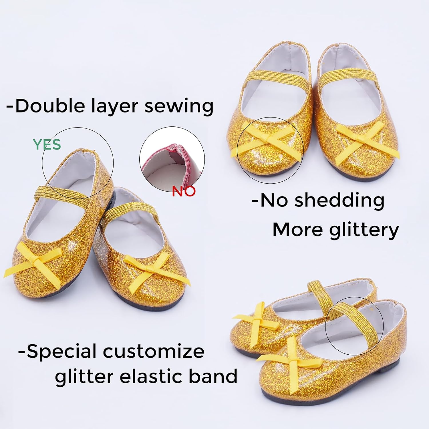 Etistta 7 Pairs of Glitter Doll Shoes Fits for 18 inch Doll Shoes American Dolls Sparkle Accessories - Image 3